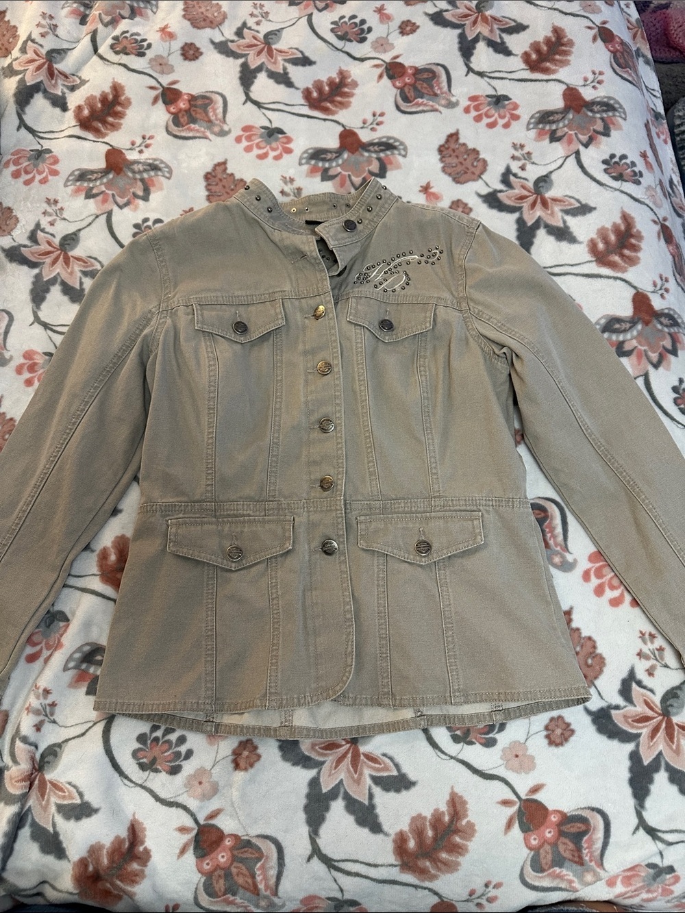 Harley-Davidson Taupe Utility Jacket with Stud Accents